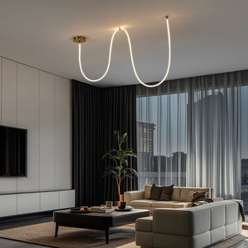 Serafina Contemporary Minimalist 360 Adjustable Silicone Neon Rope Dimmable Linear Integrated LED Flush Mount - JONATHAN Y